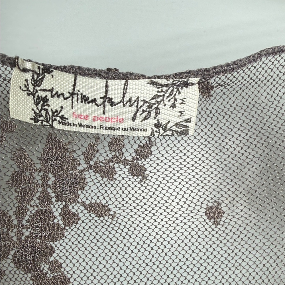 Free People Lux Maxi Slip Dress Mesh Lace Dark Grey Size M NWOT - Picture 4 of 11